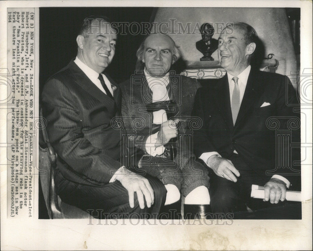 1964 Press Photo Vice President Hubert H Humphrey  US Democratic Politician - Historic Images