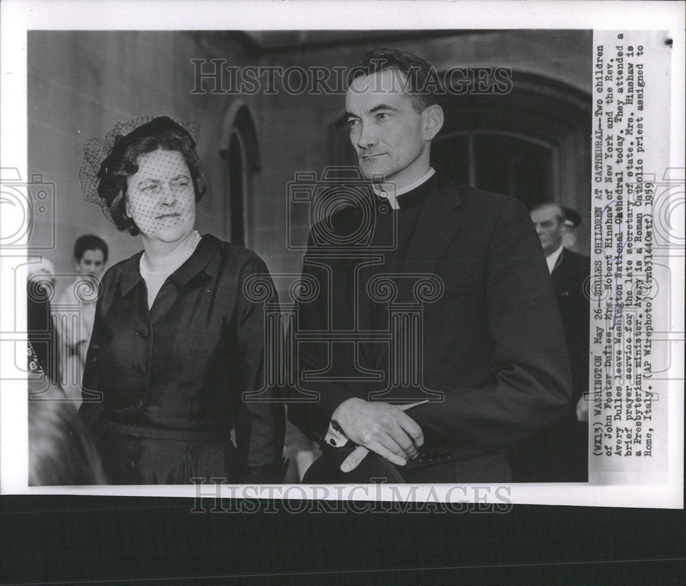 1959 Press Photo John Foster Dufles Mrs Robert Hinshaw New York Rev Avery Dulle - Historic Images