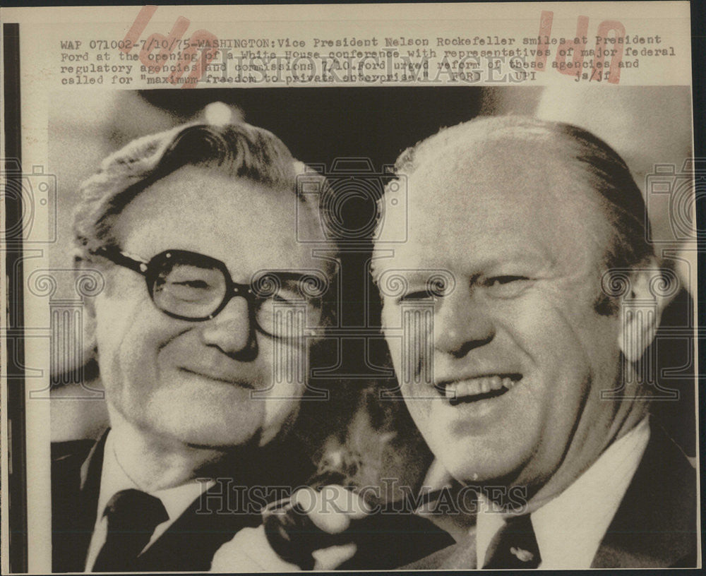 1975 Press Photo Vice President Nelson Rockefeller President Ford White House - Historic Images