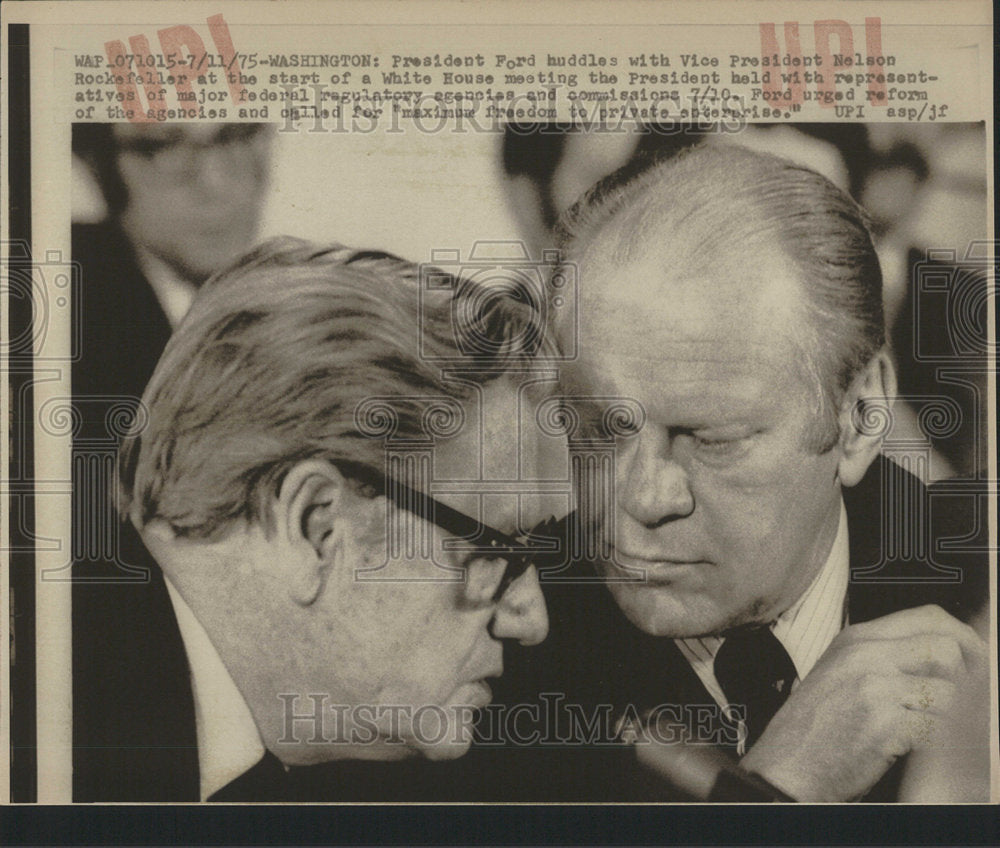 1975 Press Photo President Gerald Ford Vice Nelson Rockefeller - Historic Images