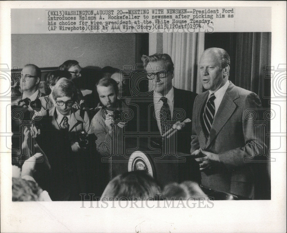 1974 Press Photo President Ford Nelson Rockefeller White House Vice Washington - Historic Images