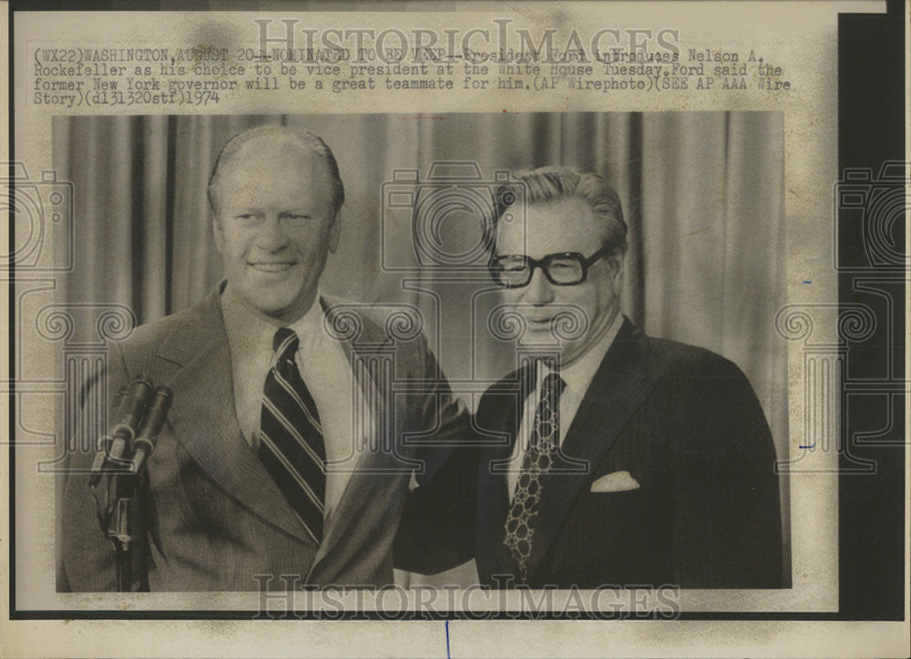 1974 Press Photo Ford Nelson Rockefeller White House New York Washington Meet - Historic Images