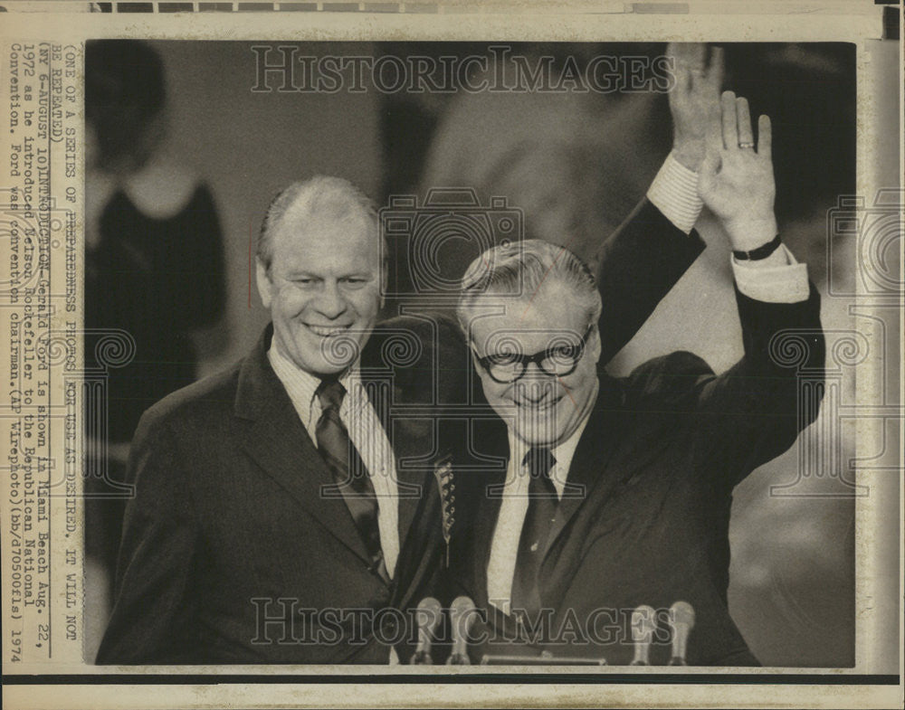 1974 Press Photo Gerald Ford Nelson Rockefeller Republican National Convention - Historic Images