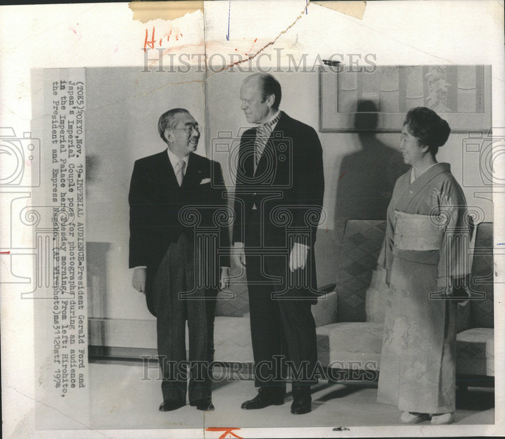 1974 Press Photo President Gerald Ford and Emperor Hirohito and Empress Nagako - Historic Images