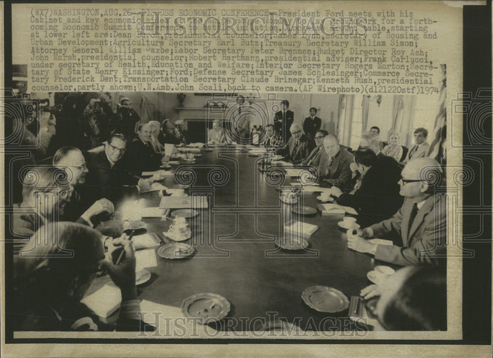 1974 Press Photo Peter William Simon Saxbe John Marsh Robert Summit Ford Dent - Historic Images