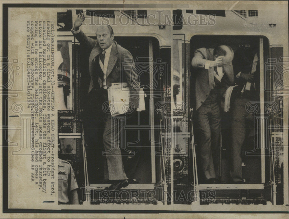 1974 Press Photo President Ford Western White House Republican Helicopter - Historic Images