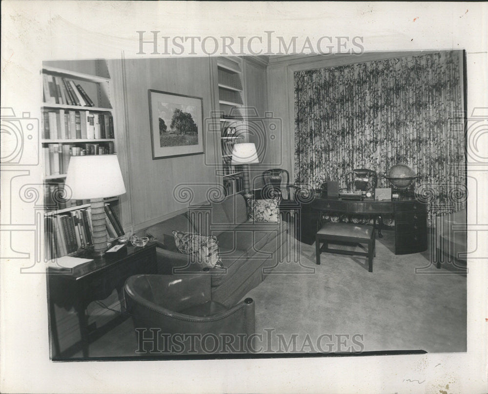 1952 Press Photo Library Room Bleached Wood - Historic Images