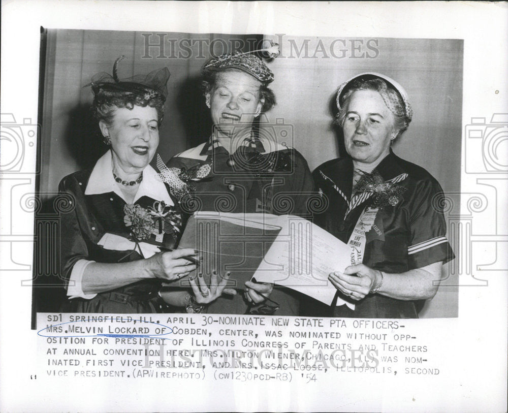 1954 Press Photo Mrs  Melvin Lockard Cobden Mrs Milton Wiener  Mrs Issac Loose - Historic Images