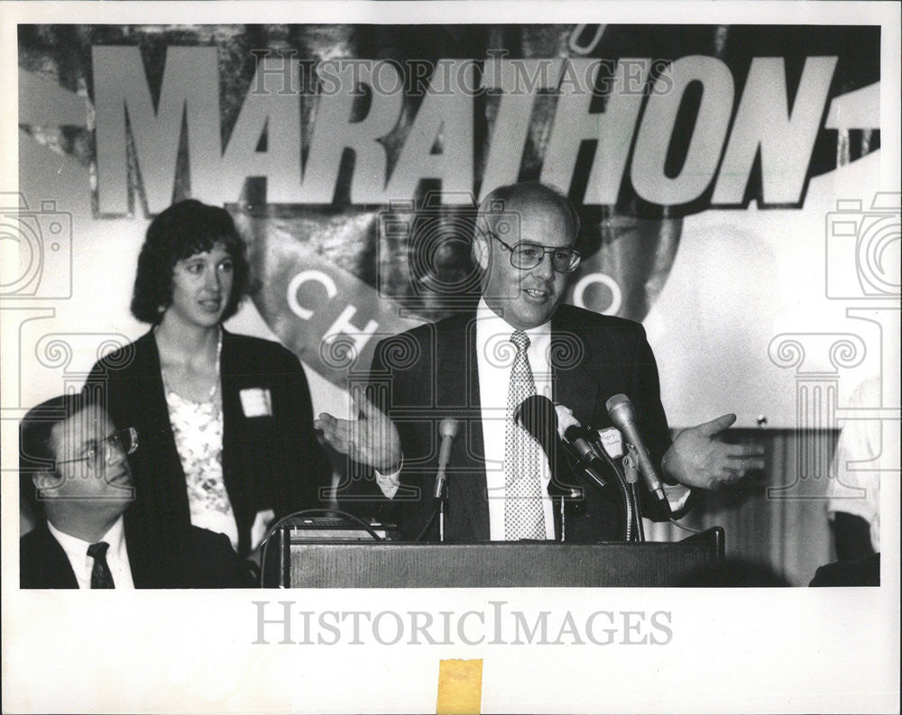 1989 Press Photo Tim Murphy Lisa Weidenbach Sam Frank Old Style Chicago Marathon - Historic Images