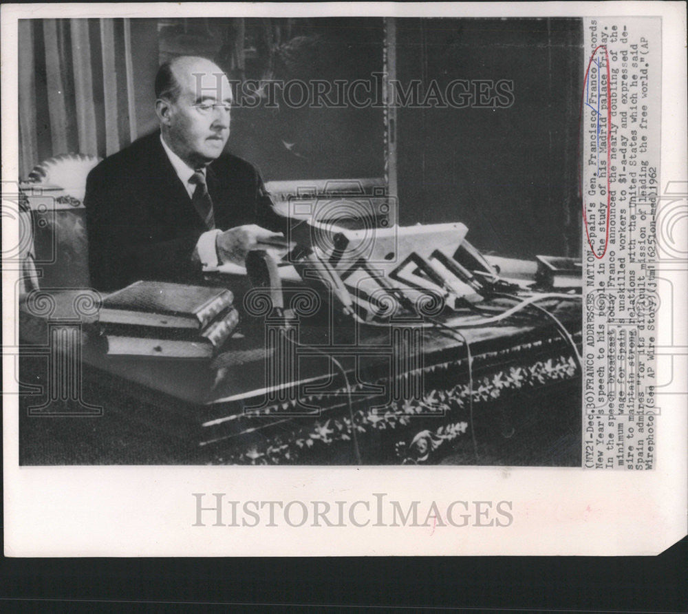 1962 Press Photo Spain Gen Francisco Franco Justice - Historic Images