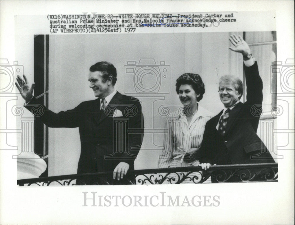 1977 Press Photo President Carter Australian Prime Minister Mrs Malcolm Fraser - Historic Images