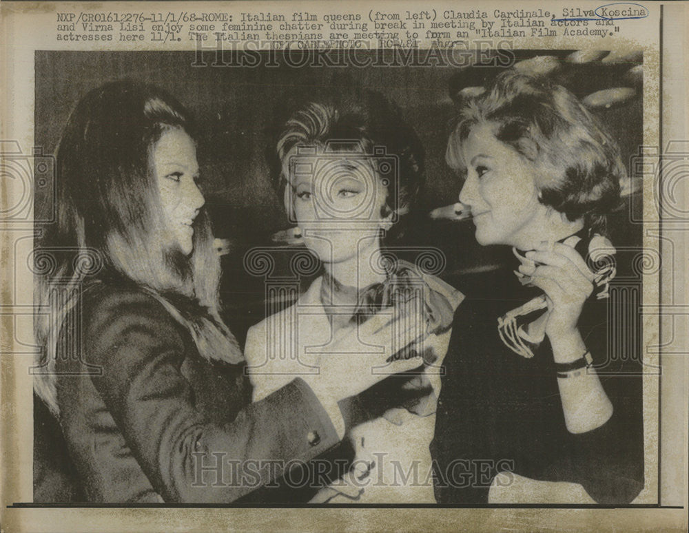 1968 Press Photo Italian Film Queens In a Meeting to form &quot;Italian Film Academy&quot; - Historic Images