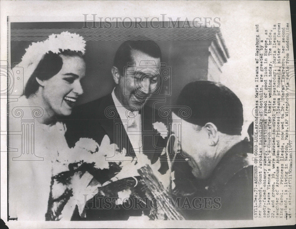 1957 Press Photo Archduchess Maria Ileana of Hapsburg Husband Count Jaroslay - Historic Images