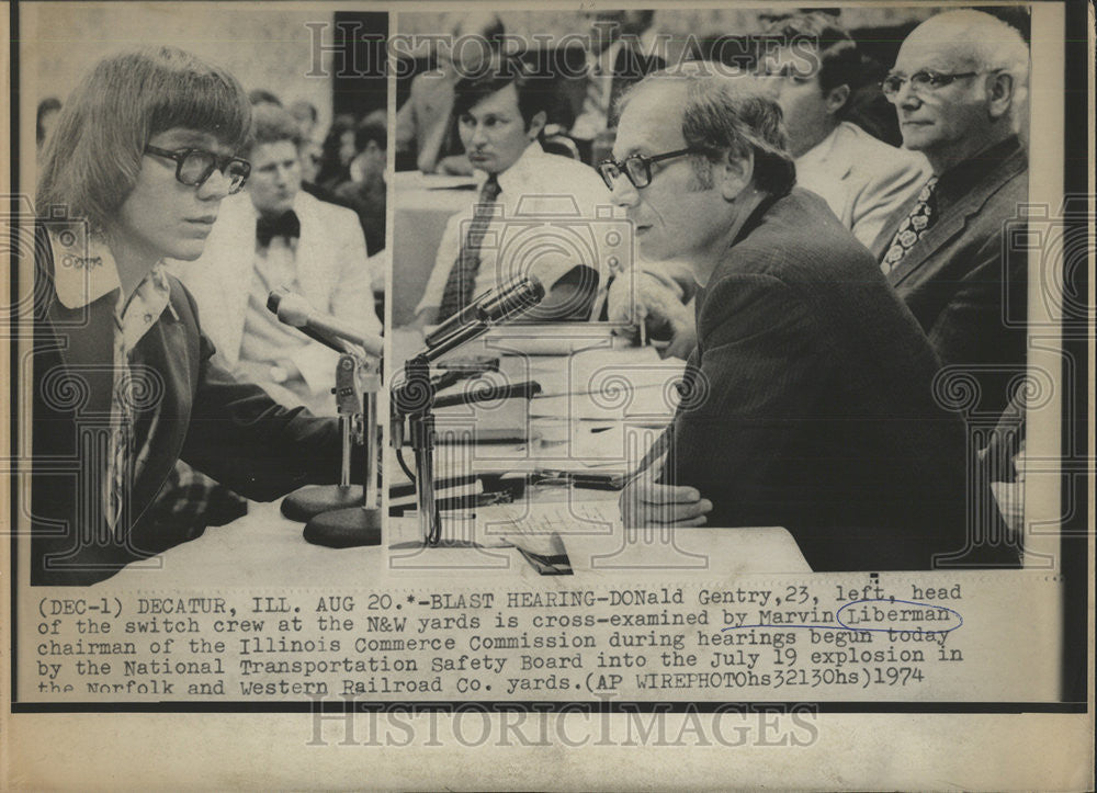 1974 Press Photo Donald Gentry Head Switch Crew Yard Cross Exam Marvin Lieberman - Historic Images