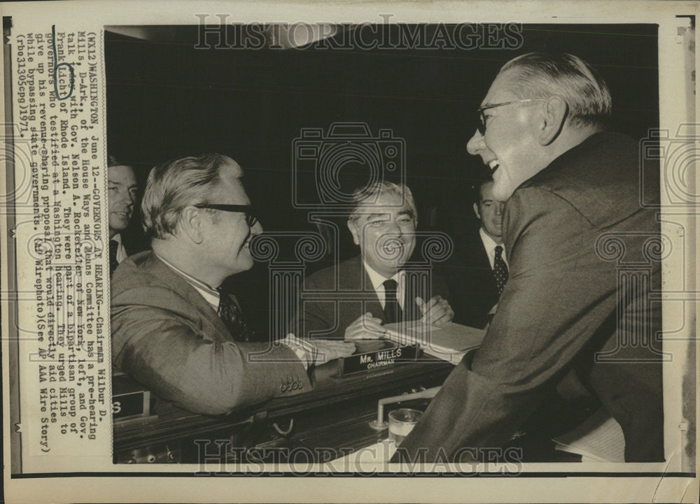 1971 Press Photo Chairman Wilbur Mills Committee Nelson Rockefeller New York - Historic Images