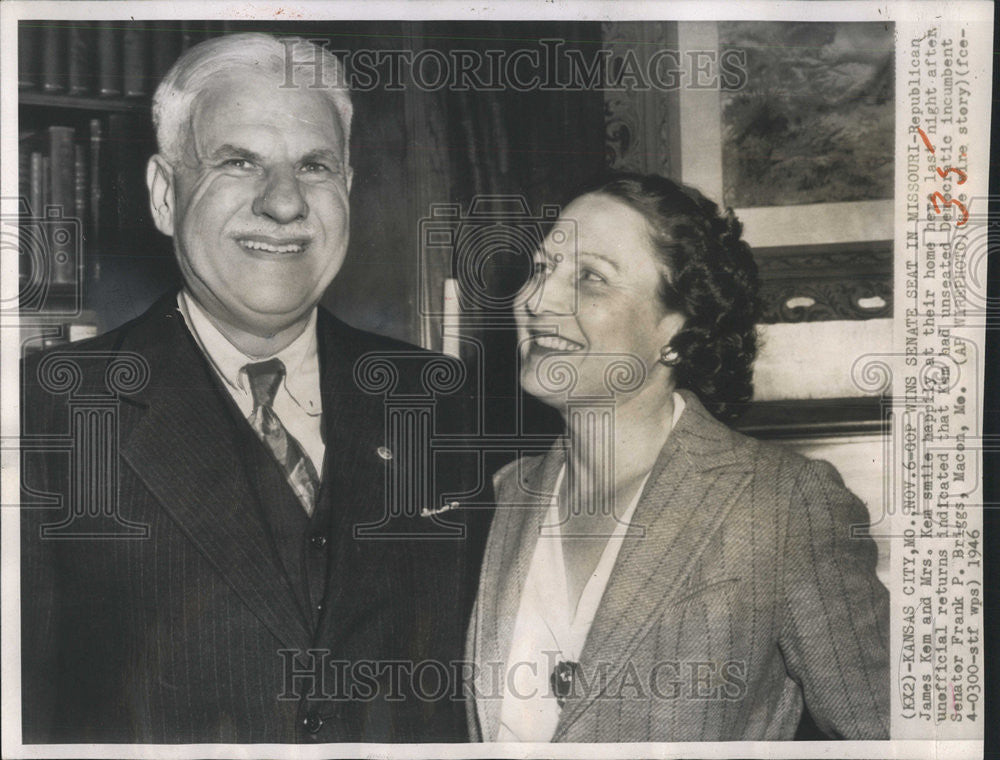 1946 Press Photo Republican James Kem Frank Briggs Macon Missouri Senate GOP - Historic Images