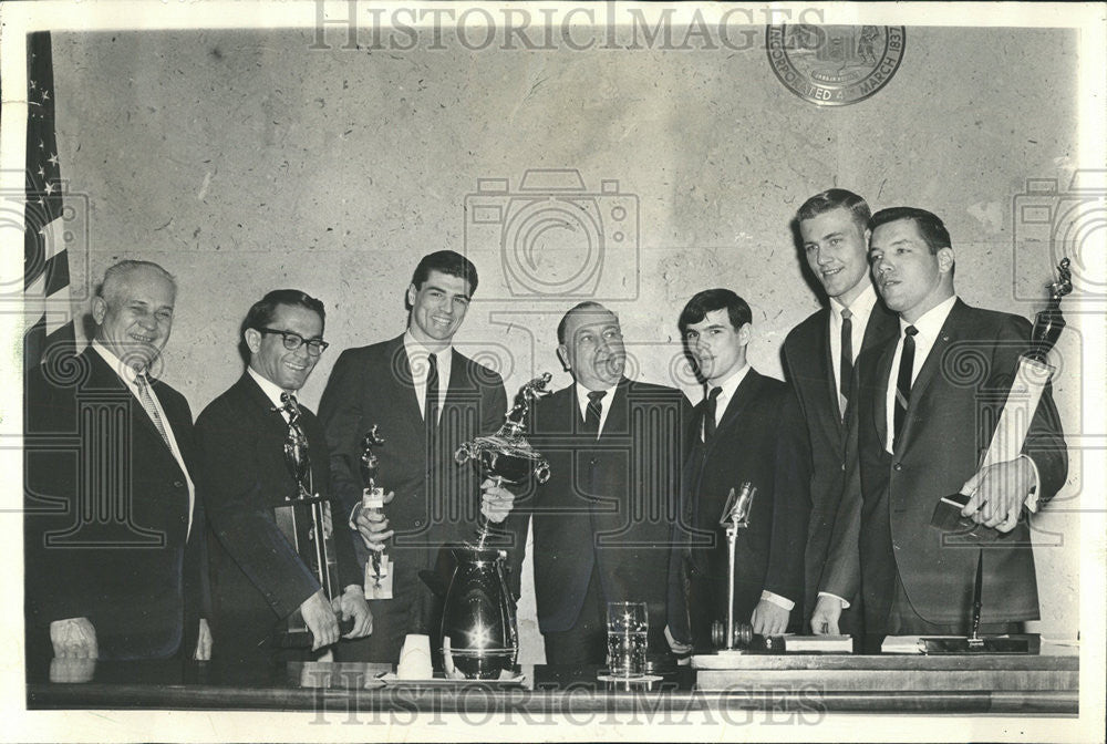 1966 Press Photo Andy Kovach Wrestling Chairman Tom Tisone Steve Combs Richard - Historic Images