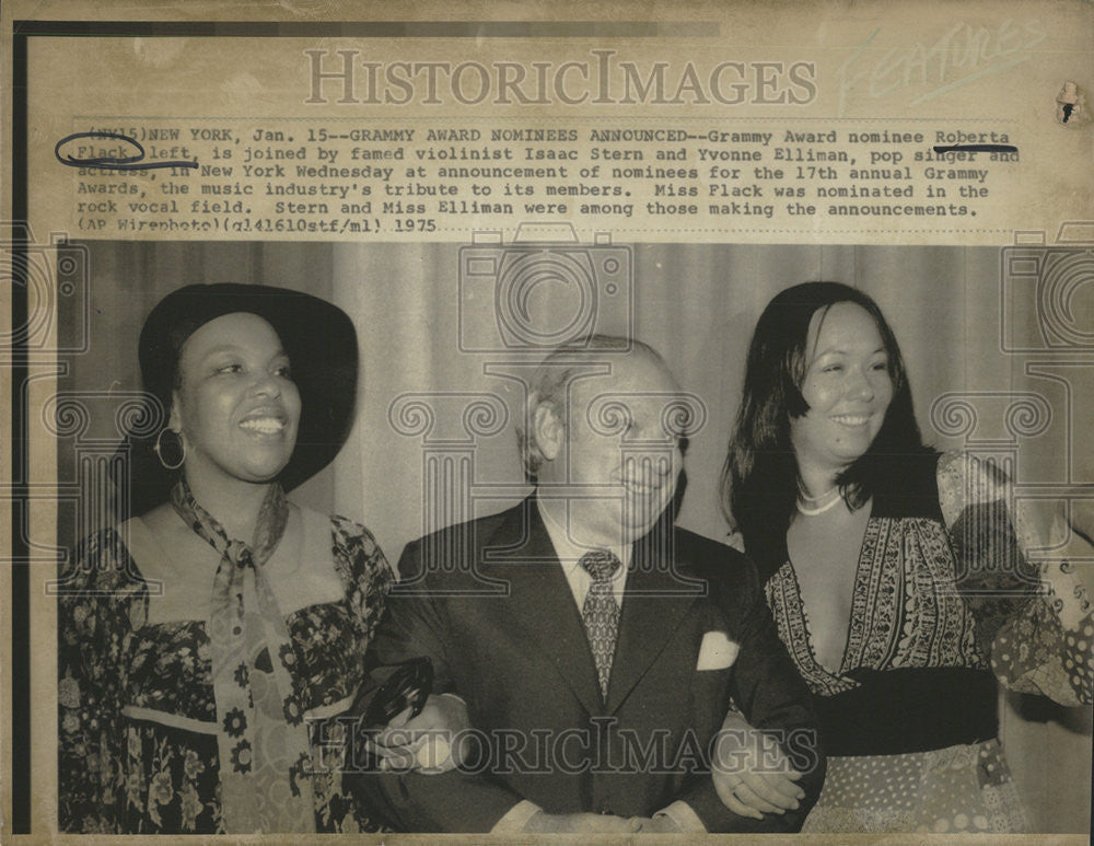 1975 Press Photo Grammy Award Nominee Roberta Flack - Historic Images