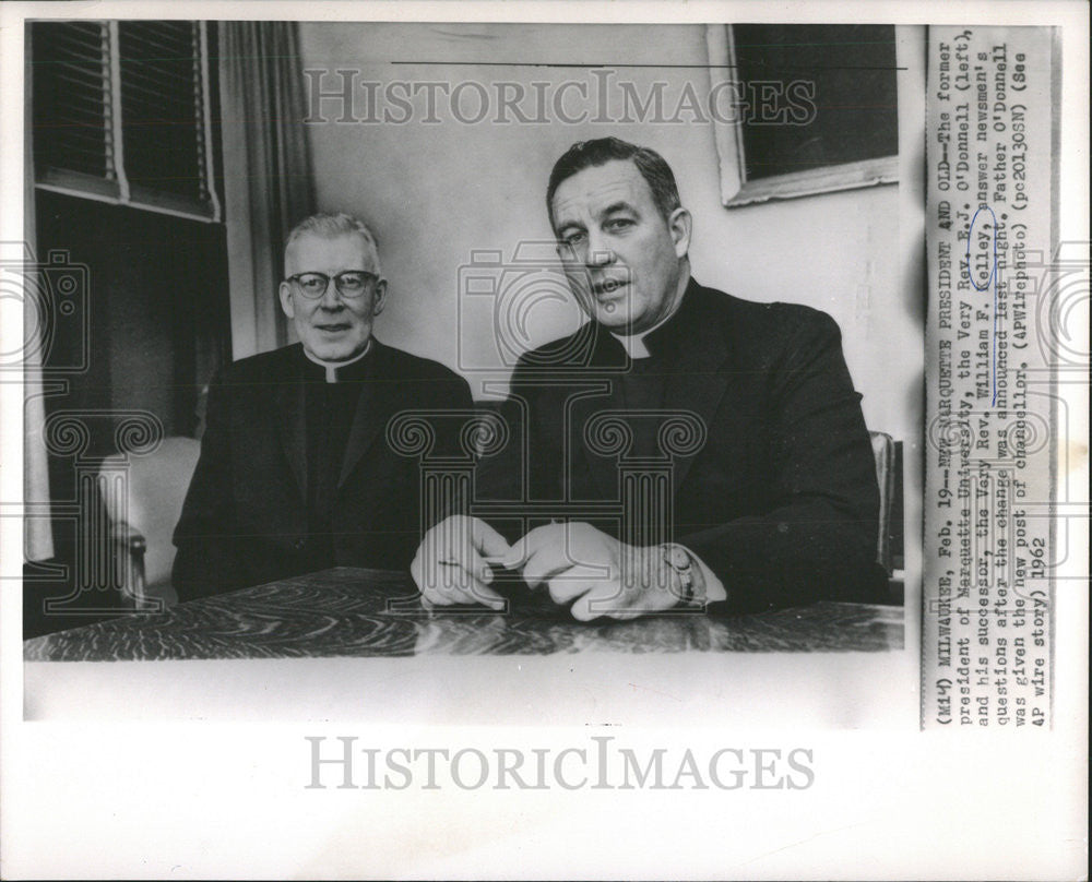 1962 Press Photo The Old and New President of Marquette University. - Historic Images