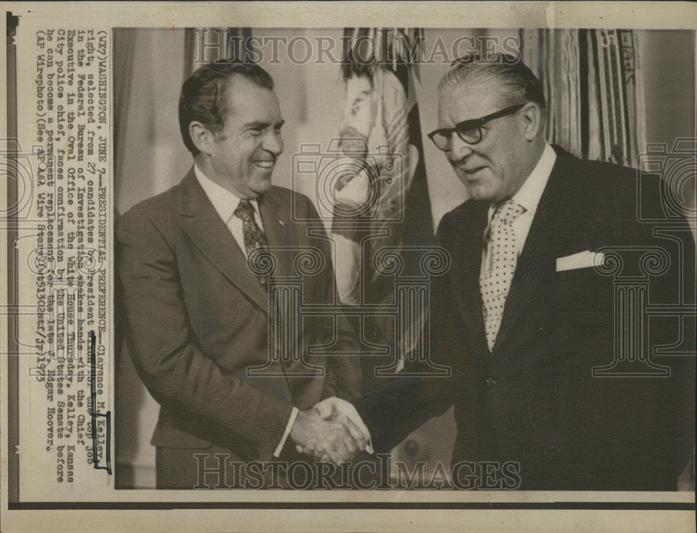 1973 Press Photo Clarence M Kelley Federal Bureau Investigation - Historic Images