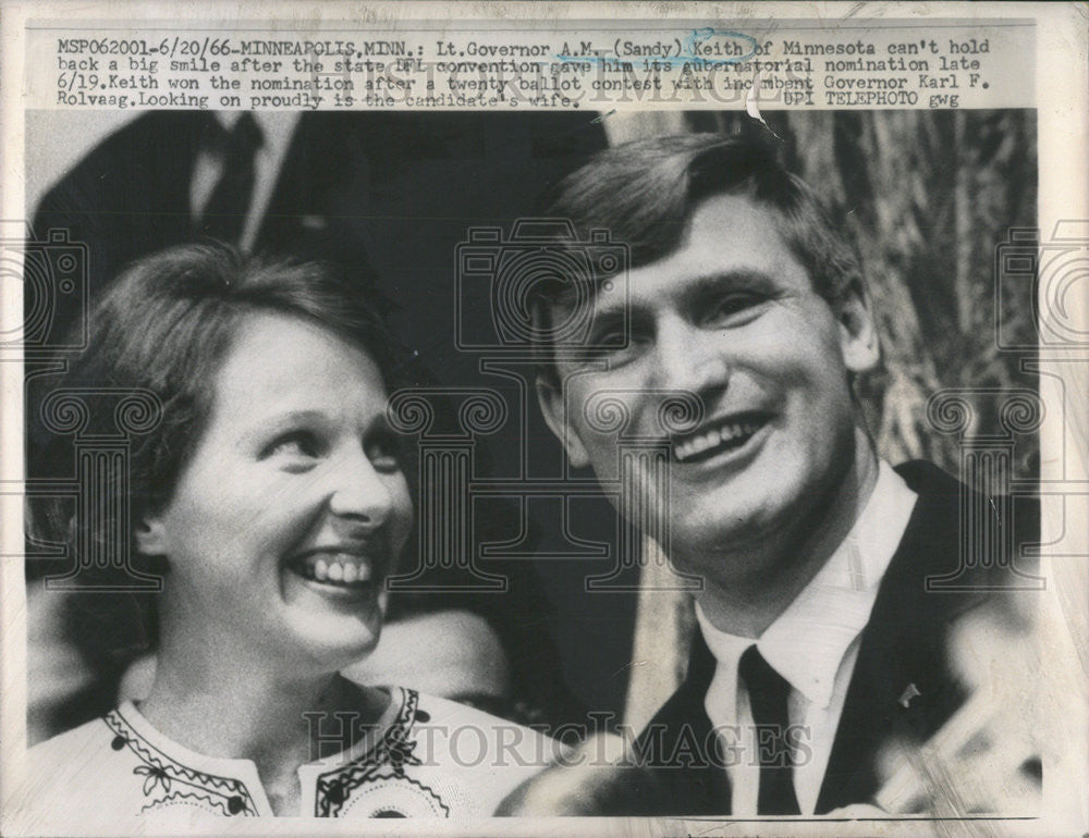 1966 Press Photo Lt. Gov. A.M Sandy Keith &amp; Wife, State DFL Convention - Historic Images