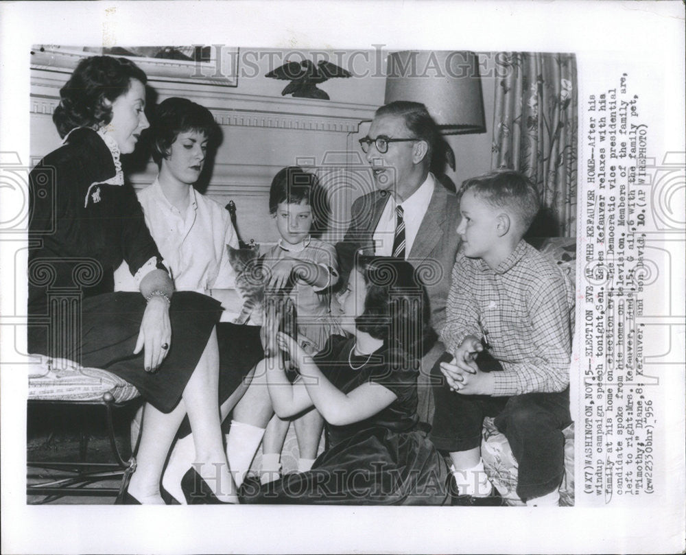 1956 Press Photo Senator Estes Kefauver Family - Historic Images