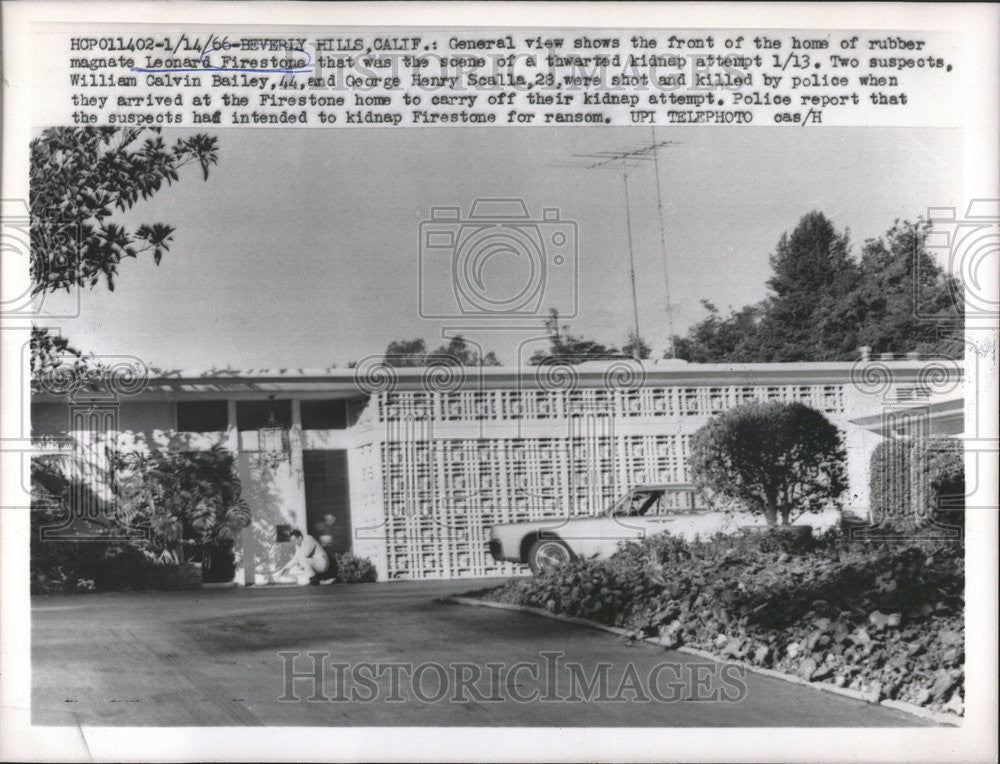 1966 Press Photo Rubber magnate Leonard Firestone Kidnap William Calvin Bailey - Historic Images