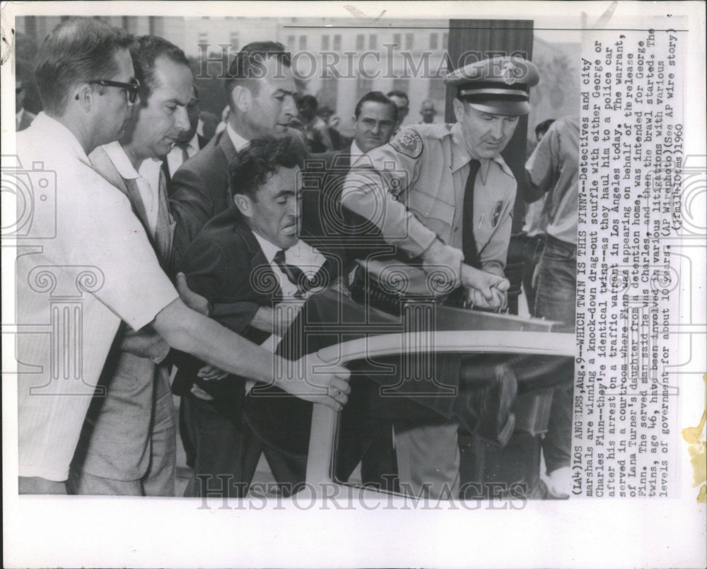 1960 Press Photo Detective City Marshal Win Knock Drown Drag Out Scuffle George - Historic Images