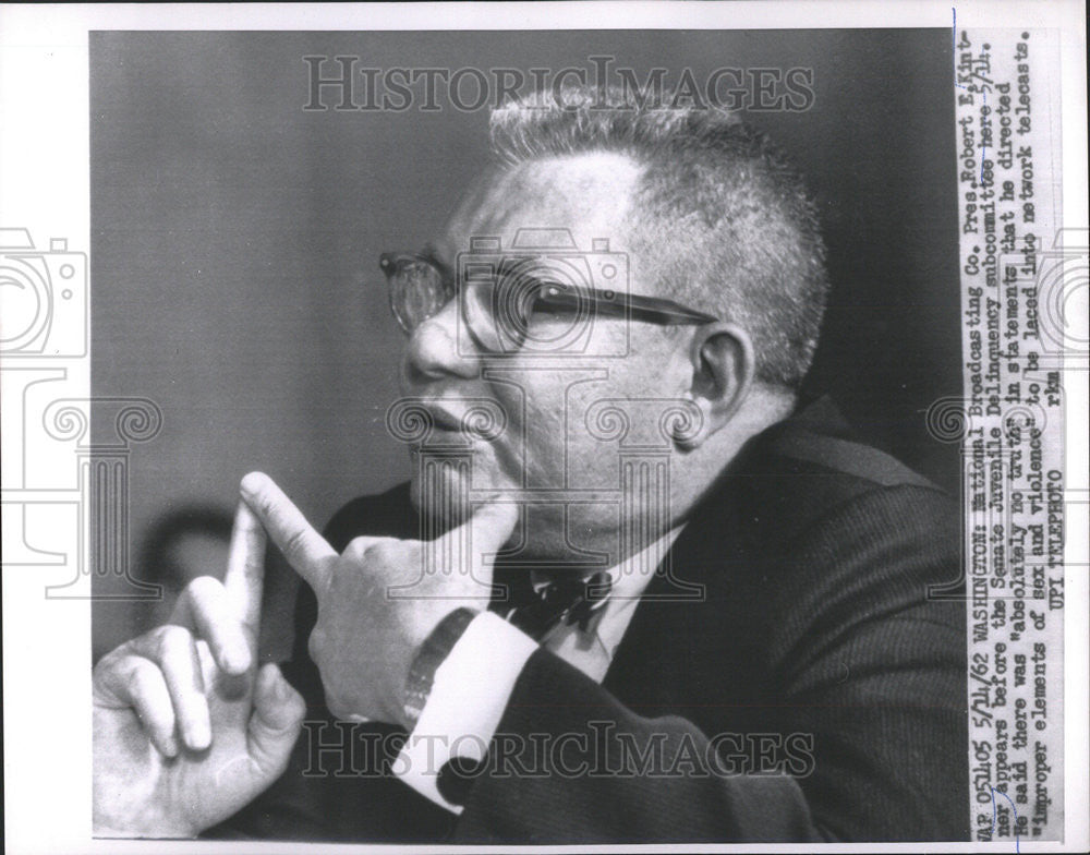 1967 Press Photo National Broadcasting Pres Robert Kintner Juvenile Delinquency - Historic Images