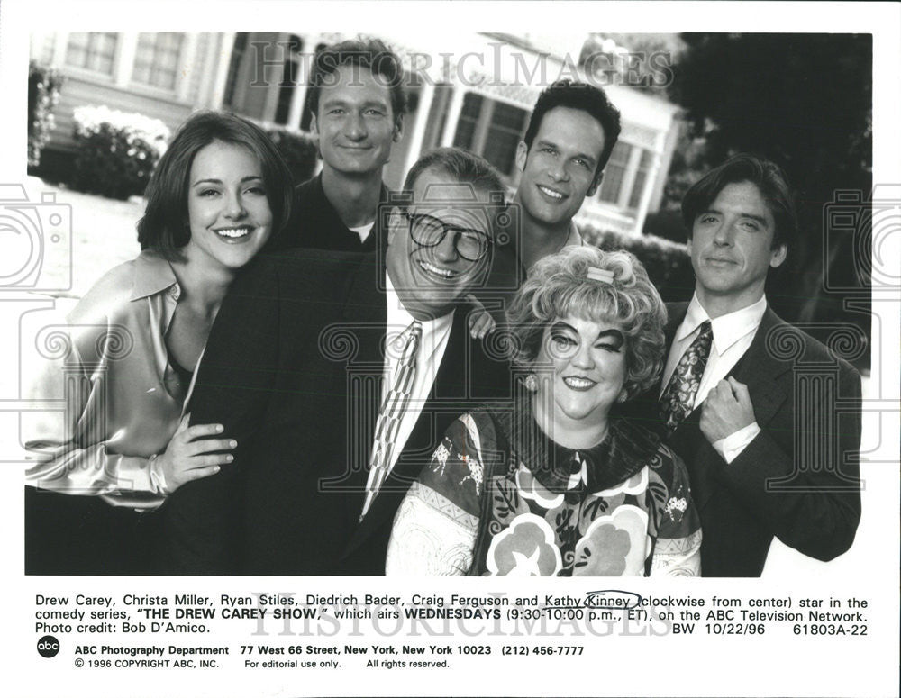 1996 Press Photo Drew Carey Christa Miller Ryan Stiles Kinney