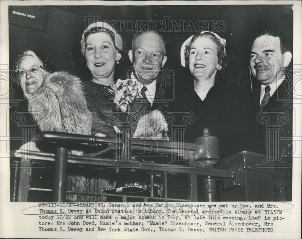 1952 Press Photo Dwight Eisenhower Thomas Dewey Union Station Albany John Dowd - Historic Images