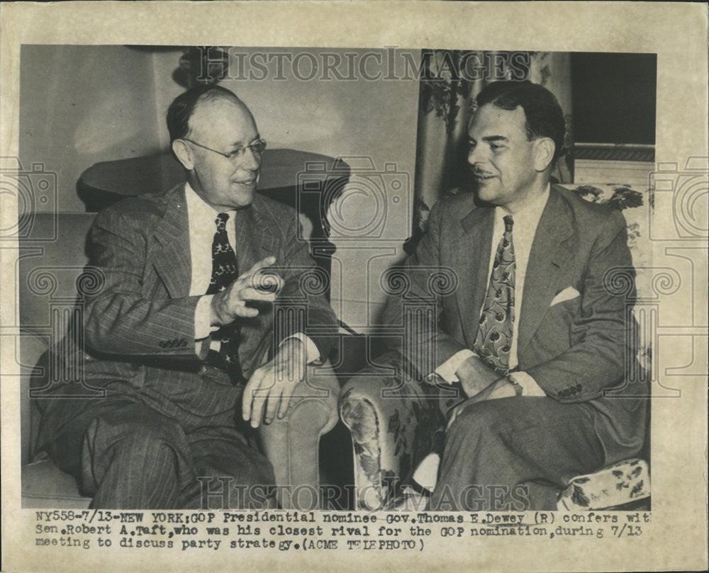 1948 Press Photo GOP presidential nominee Gov. Thomas Dewey Senator Robert Taft - Historic Images