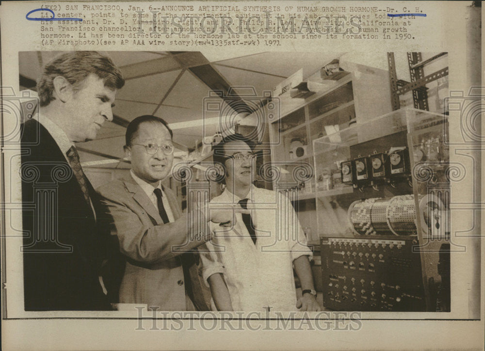 1971 Press Photo Dr. C. H. Li Human Growth Hormone Artificial Synthesis - Historic Images