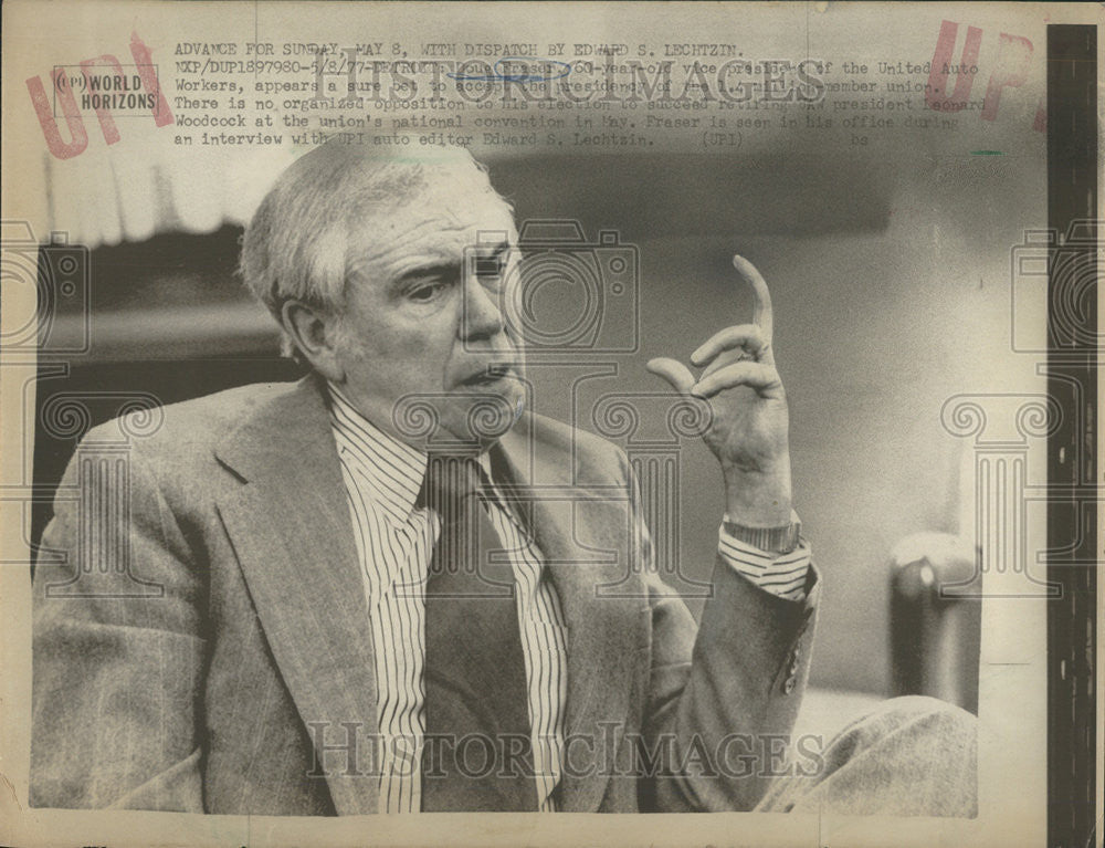 1977 Press Photo Doug Fraser Vice President United Auto Worker member Union - Historic Images