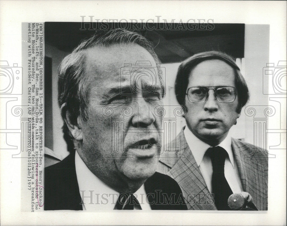 1977 Press Photo Sen Henry Jackson Sam Nunn Carter Washington - Historic Images