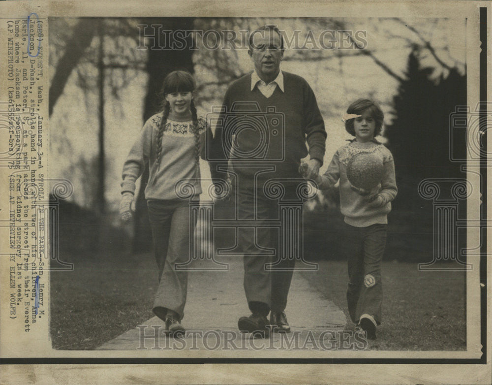 1975 Press Photo Sen Henry Jackson Marie Peter Everett Jackson - Historic Images