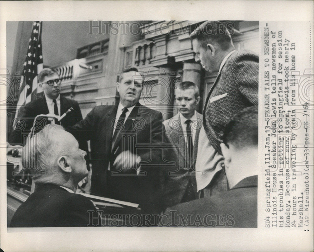 1964 Press Photo John Lewis  Springfield Session Newsmen House Speaker - Historic Images