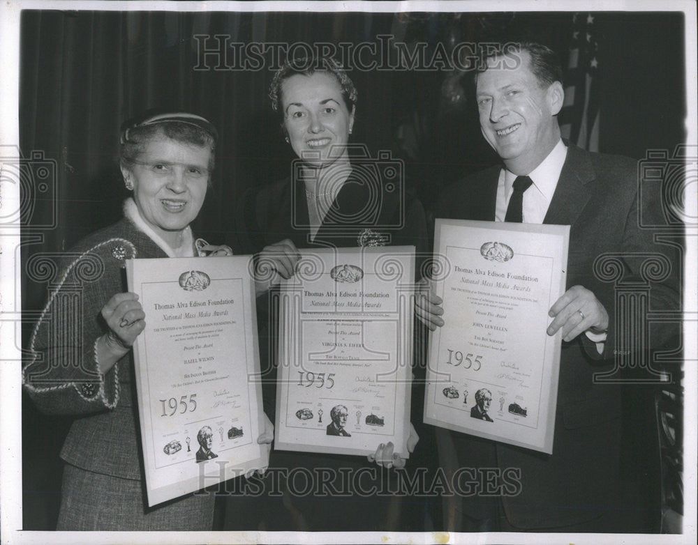 1956 Press Photo winners of Thomas Alva Edison Foundation National Mass Media Aw - Historic Images