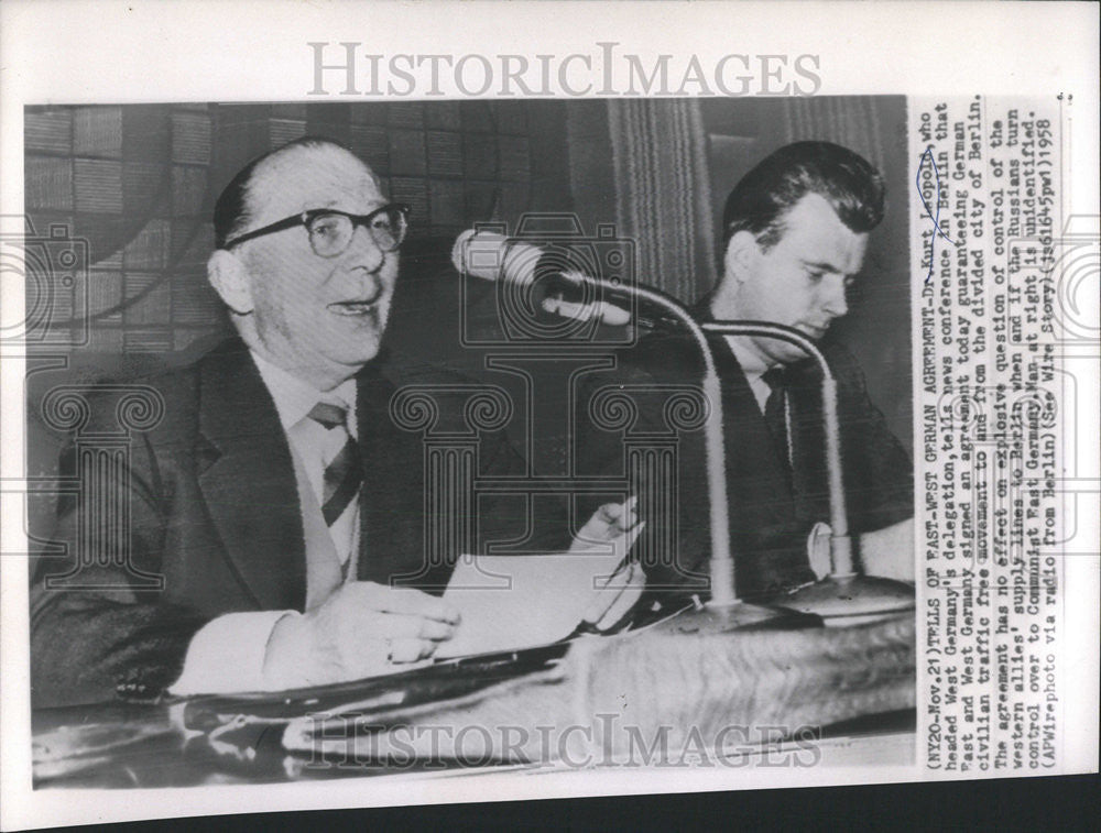 1958 Press Photo West Germany&#39;s Dr. Kurt Leopold Free Civilian Traffic Berlin - Historic Images