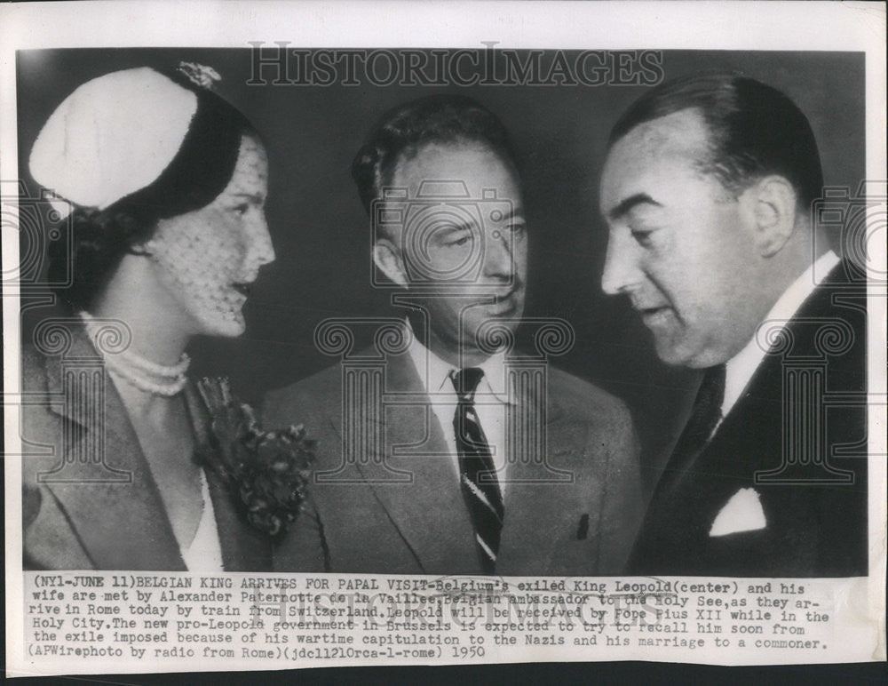 1950 Press Photo King Leopold, Exiled Belgian King - Historic Images