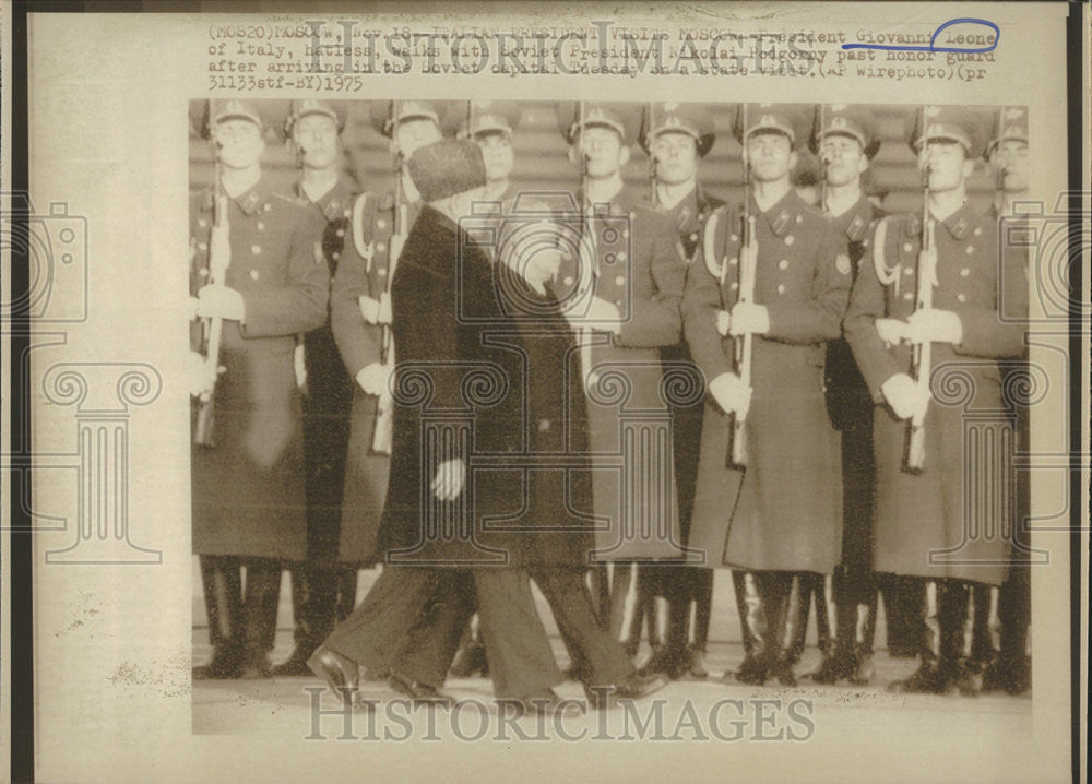 1975 Press Photo President Giovanni Leone of Italy with Soviet premiere Nikolai - Historic Images