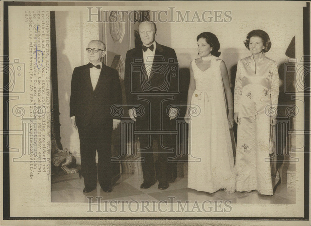 1974 Press Photo Gerald Ford Betty Ford Giovanni Leone Vittoria Micchitto - Historic Images