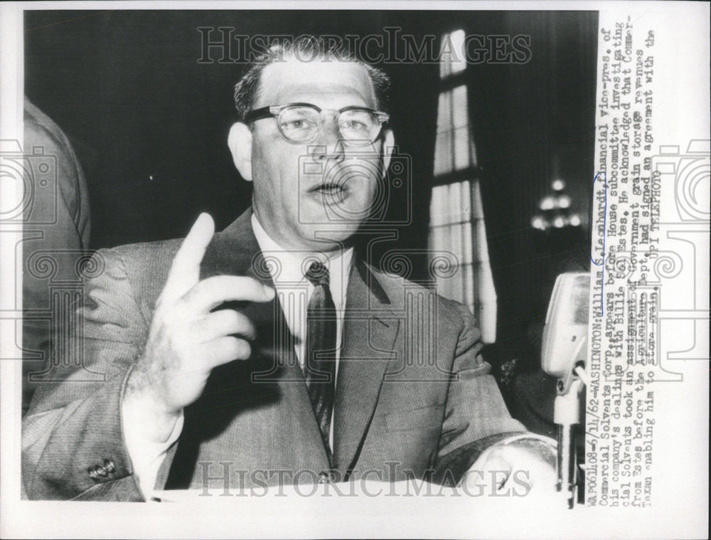 1962 Press Photo William Leonhardt, Financial VP of Commercial Solvents Corp - Historic Images
