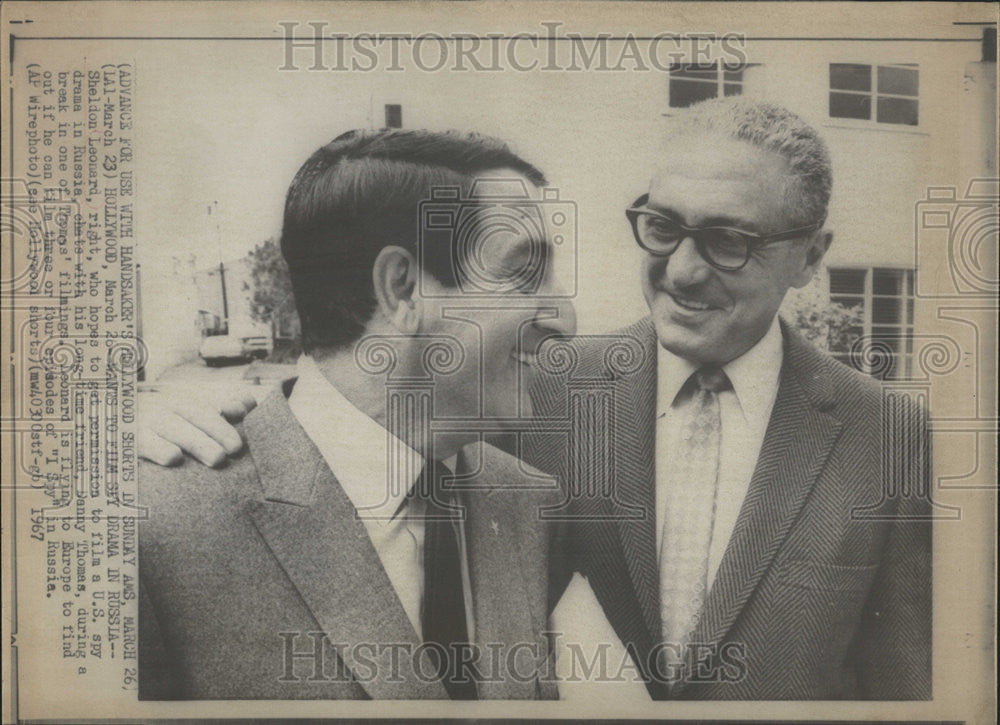 1967 Press Photo Sheldon Leonard Director Producer Danny Thomas Actor - Historic Images