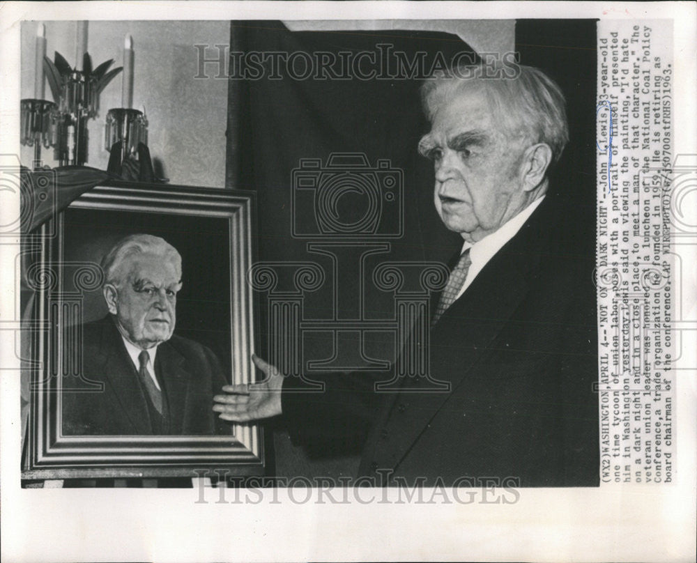1963 Press Photo John Lewis view his self portrait. - Historic Images