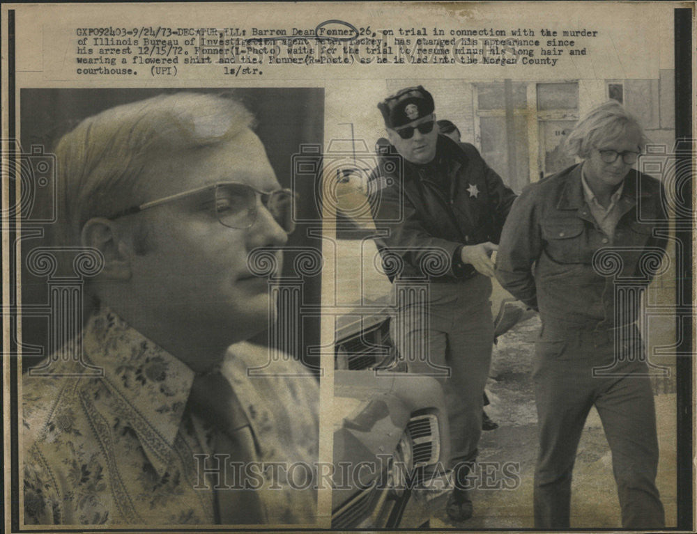 1973 Press Photo Barren Dean Fonner Peter Lackey Murder Investigation Agent - Historic Images