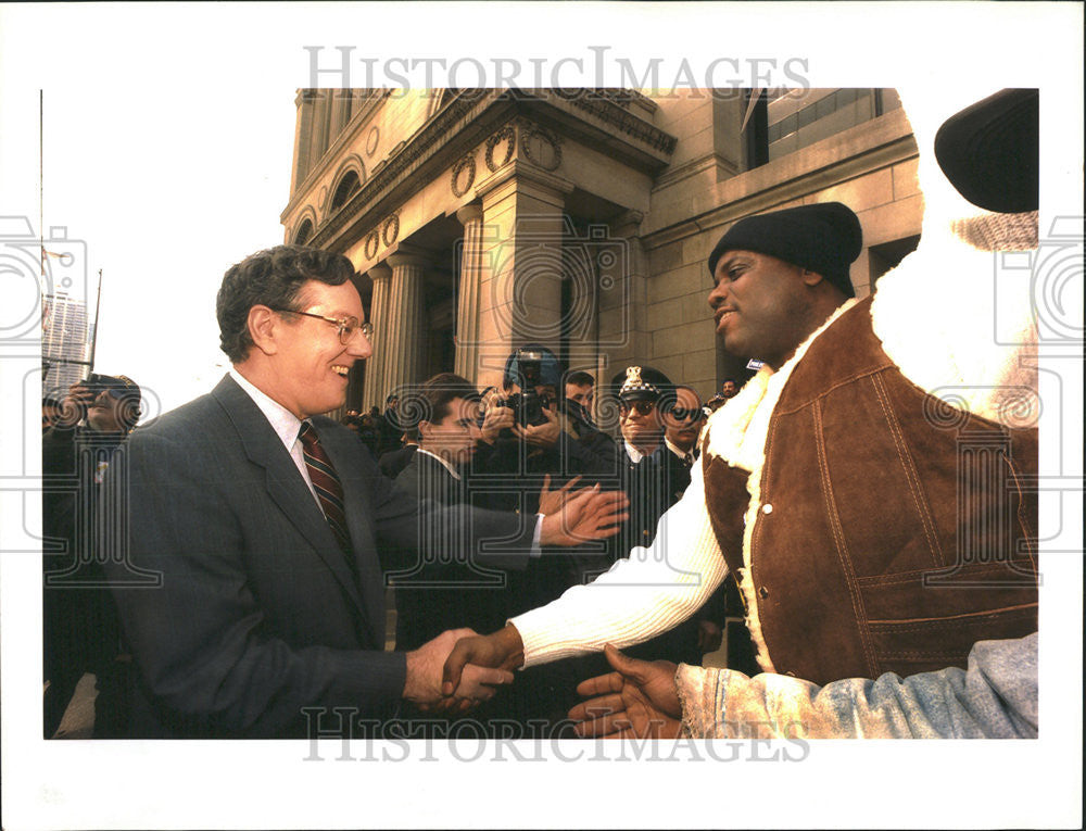 1996 Press Photo Republican Presidential Candidate Steve Forbes Derrick Welch - Historic Images