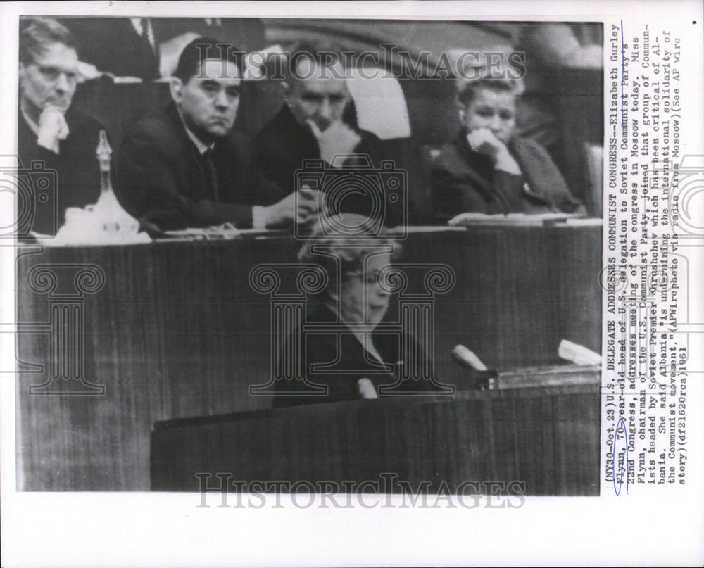 1961 Press Photo Elizabeth Gurley Flynn Chairman U.S. Communist Party - Historic Images