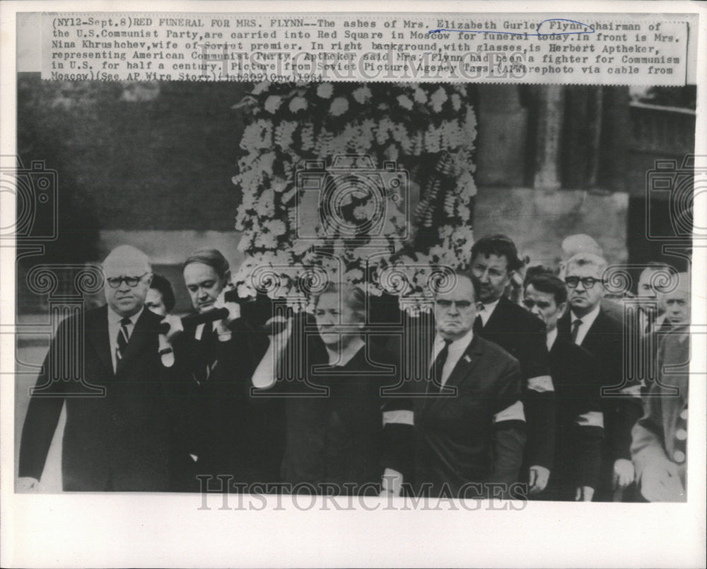 1964 Press Photo Mrs Elizabeth Gurley Flynn Chairman US Communist Party ashes - Historic Images