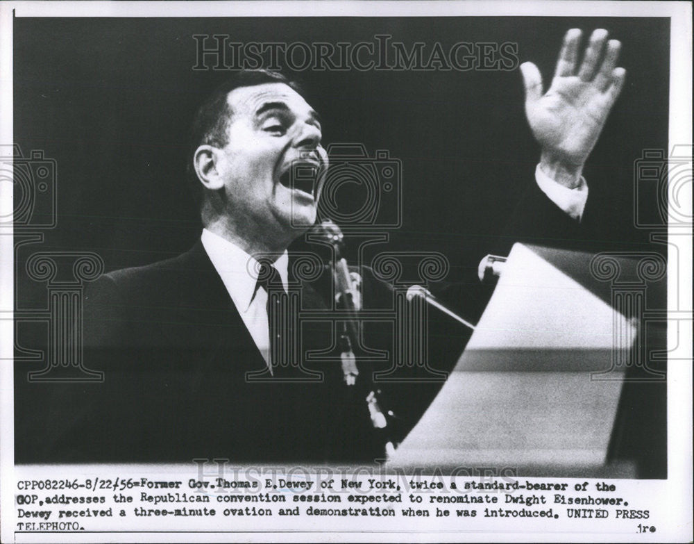 1956 Press Photo Thomas Dewey New York Dwight Eisenhower Dewey - Historic Images